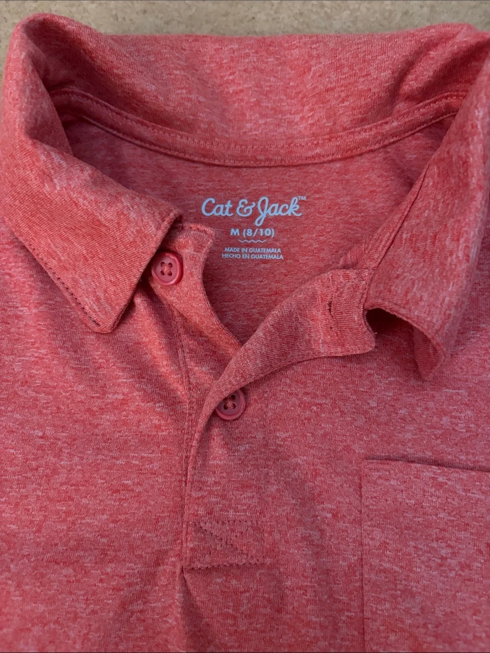 Cat & Jack boys red Heather Polo with Chest Pocket